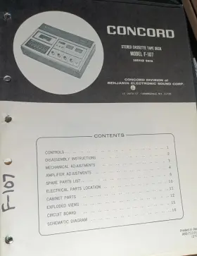 F-107 CONCORD Tape Recorder Service Manual