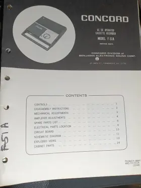 F-51A CONCORD Tape Recorder Service Manual