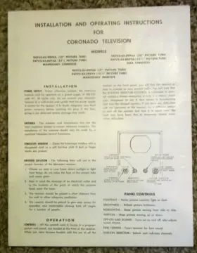120-FOLDER CORONADO Users Manual Television Wg