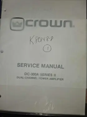 K80148-8 CROWN Service Manual Power Amplifier Extras