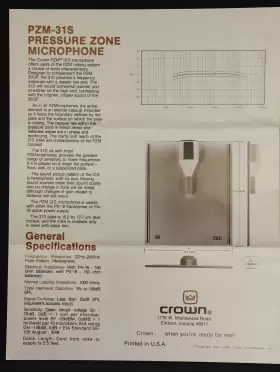 PZM-31S CROWN Pressure Zone Microphones Brochure #2