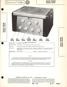 HX30 DAVID BOGEN Sams Photofact Tubeservice Manual Schematics