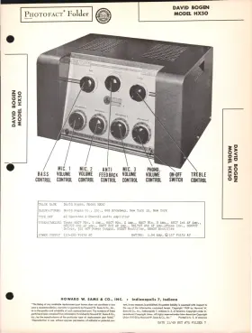 HX50 DAVID BOGEN Sams Photofact Tubeservice Manual Schematics