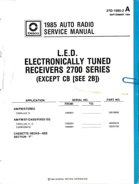 27D-1985-2 DELCO Auto Service Manuals Some Gm