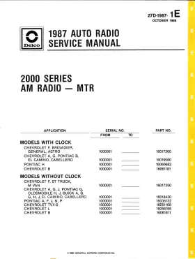 27D-1987 DELCO Service Manuals Some #2