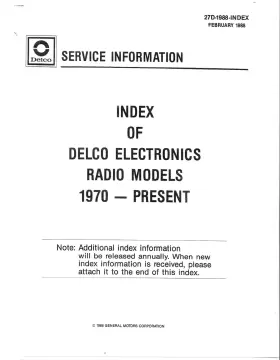 27D-1988-INDEX DELCO Radio Service Manual
