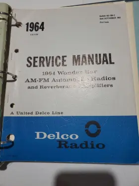 6D-1964-2 DELCO Wonder Bar Am Fm Radio Service Manual Reverb