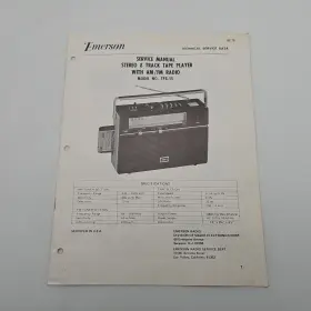 TPX-55 EMERSON Service Manual Stereo Track Tape Player Data