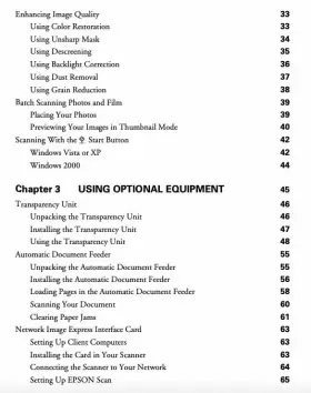 10000XL EPSON Expression Flatbed Scanner Owners Manual #3