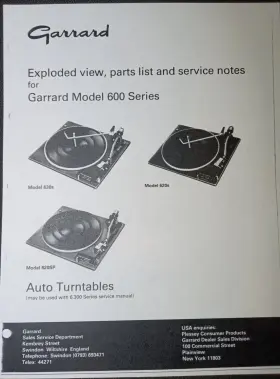 620SP GARRARD Turntable Service Manual Photocopy
