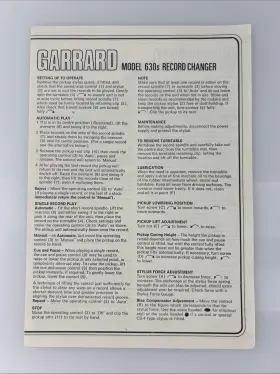 79970 GARRARD Record Changer Operating Manual