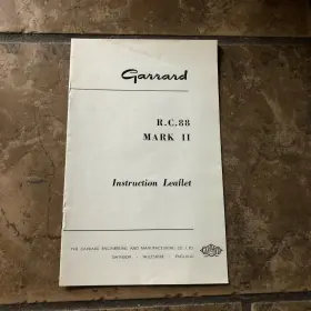 RC88-II GARRARD Instruction Leaflet Phonograph Turntable