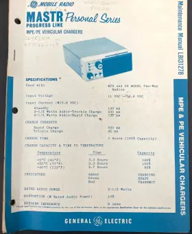 LBI31278 GE Mastr Mpe Pe Vehicular Fm Radio Manual