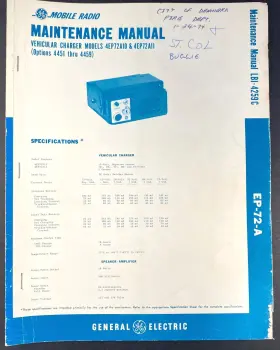 LBI4259C GE Vehicular Charger Fm Radio Manual