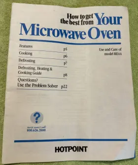 RE44 GE Hotpoint Microwave Oven Owners Manual
