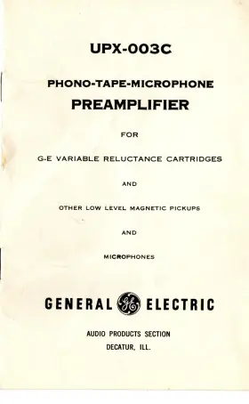 AP-I-UPX-003C GENERAL ELECTRIC Preamplifier Manual