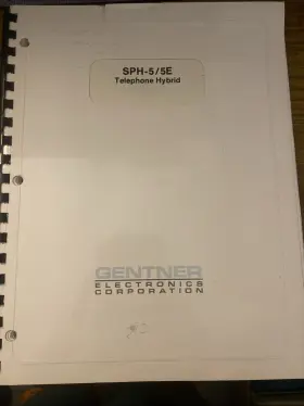SPH-5-5E GENTNER Operation Manual Genter Telephone Hybrid