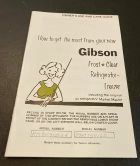 175254C GIBSON Frost Refrigerator Freezer Master Manual Care