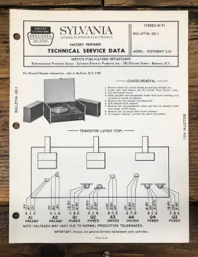 46147 GTE SYLVANIA Exponent Stereo Service Manual