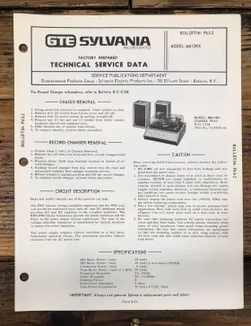 MM12WX GTE SYLVANIA Stereo Service Manual