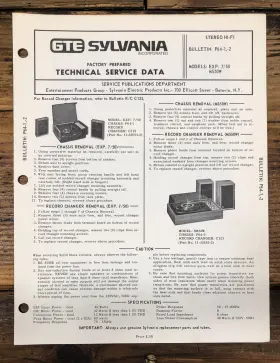 MS50W GTE SYLVANIA Exponent Stereo Service Manual