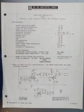 315B H.H. SCOTT Tuner Service Bulletin Manual