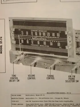 ST-74 HALLICRAFTERS Fm Am Tuner Sams Photofact Service Manual