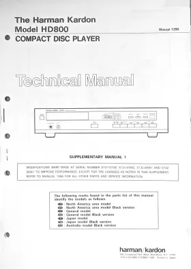 128B HARMAN KARDON Cd Player Service Manual Book