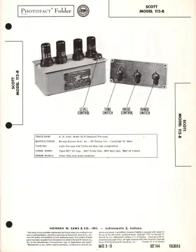 112-B HH SCOTT Sams Photofact Audio Preamp Manual Schematics