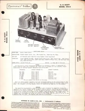 210-A HH SCOTT Sams Photofact Audio Amplifier Manual