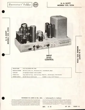 232-232A HH SCOTT Sams Photofact Audio Amplifier Manual