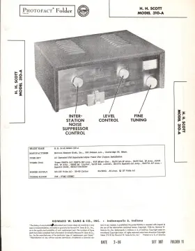 310-A HH SCOTT Sams Photofact Tuner Manual Schematics
