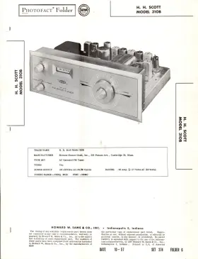310B HH SCOTT Sams Photofact Fm Tuner Manual Schematics