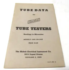 510X-530-550X HICKOK Tube Data Testers
