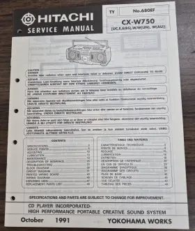 CX-W750 HITACHI Cd Player Service Manual