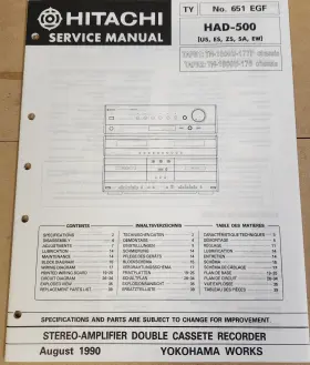 HAD-500 HITACHI Cassette Recorder Service Manual Amp Double