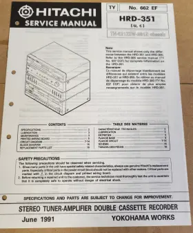 HRD-351 HITACHI Tuner Amp Double Cassette Service Manual
