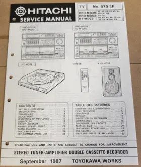 HRD-MD38 HITACHI Tuner Amp Double Cassette Service Manual