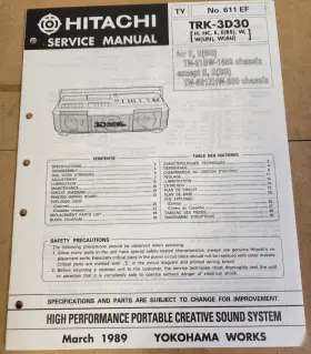 TRK-3D30 HITACHI Sound Service Manual