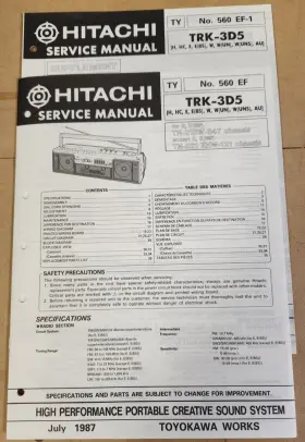TRK-3D5 HITACHI Sound Service Manual Supplement