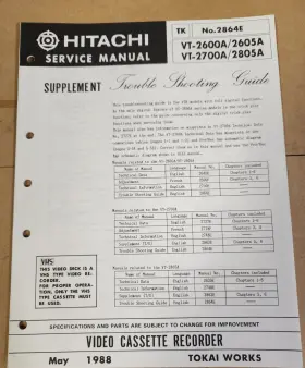 VT-2700A HITACHI Video Trouble Shooting
