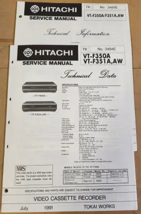 VT-F350A-F351A HITACHI Aw Video Cassette Recorder Service