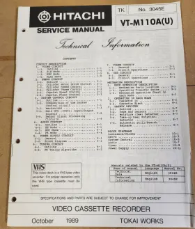 VT-M110A HITACHI Video Cassette Recorder Service Manual
