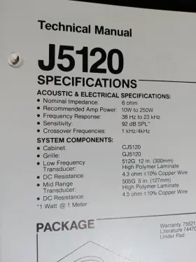 J5120 JBL Speakers Specifications Schematic Service Manual