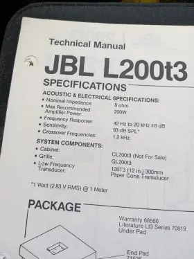 L200T3 JBL Speakers Specifications Schematic Service Manual