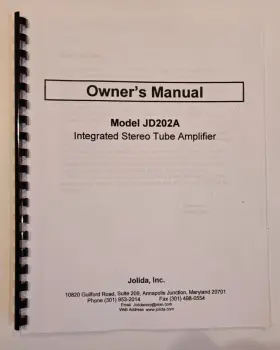 JD202A JOLIDA Integrated Stereo Tube Amplifier Owners Manual