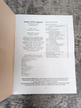 3DVII JOTUL Tul Allagash Vent Gas Stove Instruction Booklet #3