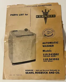 110.543582 KENMORE Sears Automatic Washer