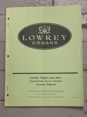 MSO-1 LOWREY Schematic Brentwood Deluxe Organ Piano
