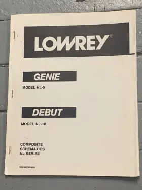 NL-10 LOWREY Genie Debut Organ Owners Manual Piano Schematic